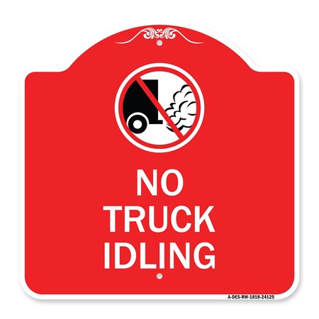 Signmission Driveway Sign No Truck Idling W/ Graphic, Red & White Aluminum Sign, 18" x 18", RW-1818-24125 A-DES-RW-1818-24125